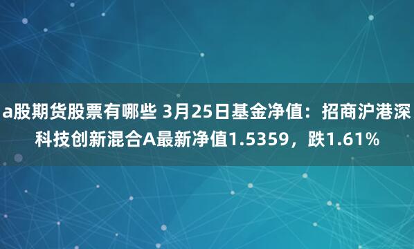a股期货股票有哪些 3月25日基金净值：招商沪港深科技创新混合A最新净值1.5359，跌1.61%